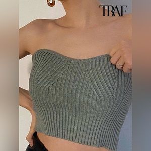 Zara Bustier Green Sz M New